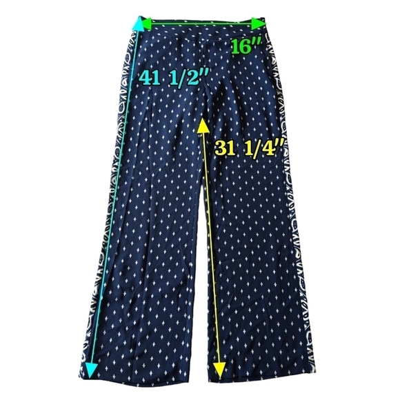 Cabi 5176 Blue Track Star Trouser Wide Leg Pants Lightweight Pockets Mixed Print - Picture 2 of 11